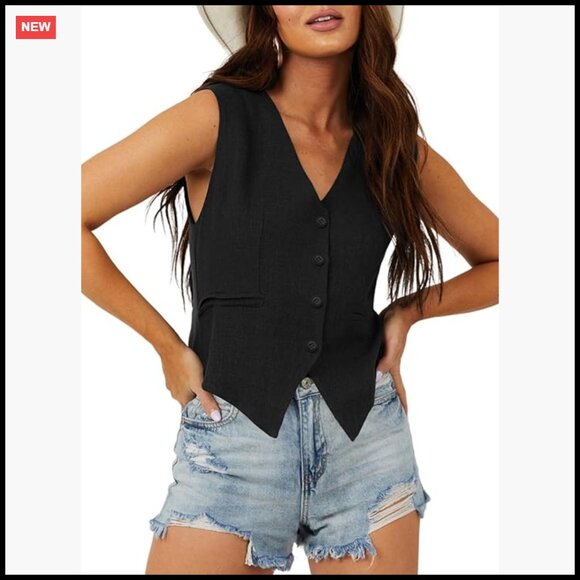 V-Neck Button-Down Lined Suit Vest Elegant Slim Fit Waistcoat Versatile
